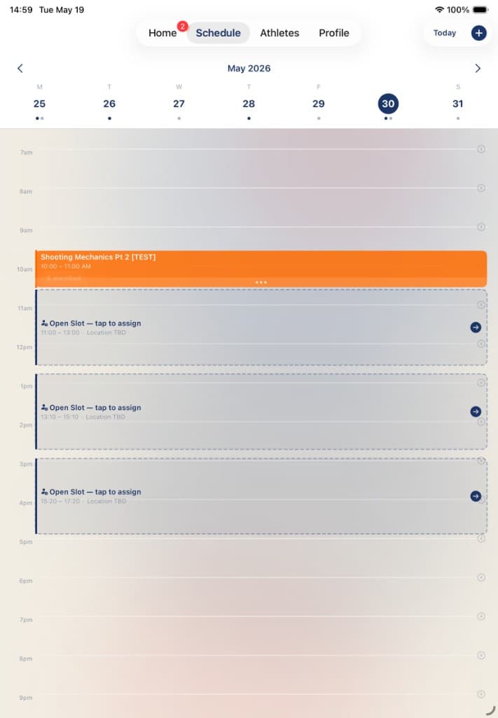 CoachSolo Schedule Screen